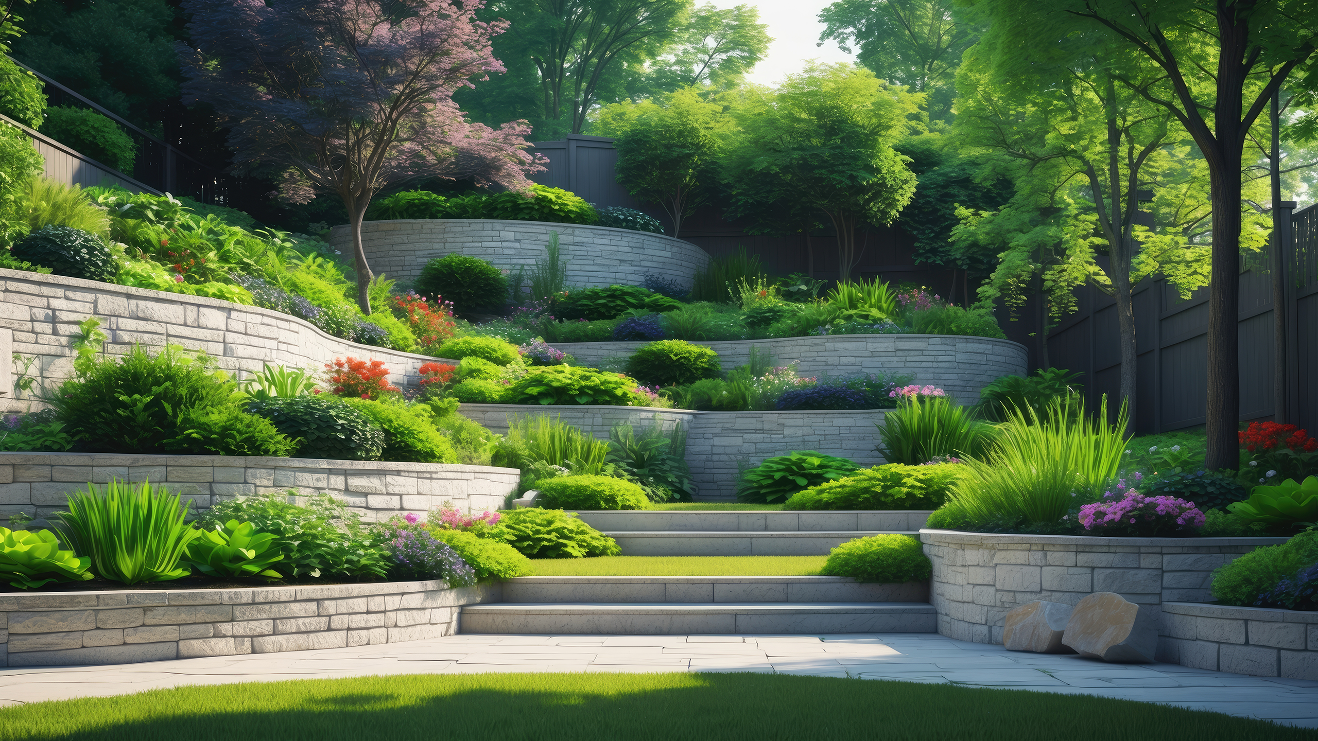 retaining wall garden